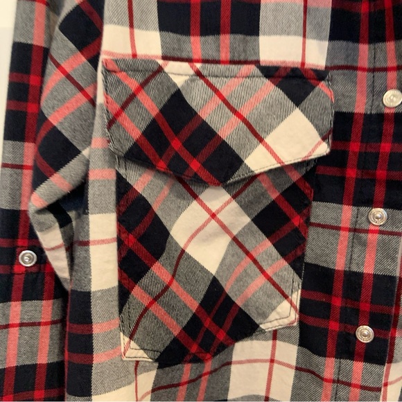 Custom Made Grateful Dead graphic black and red snap front flannel shirt Sz M - Picture 7 of 9